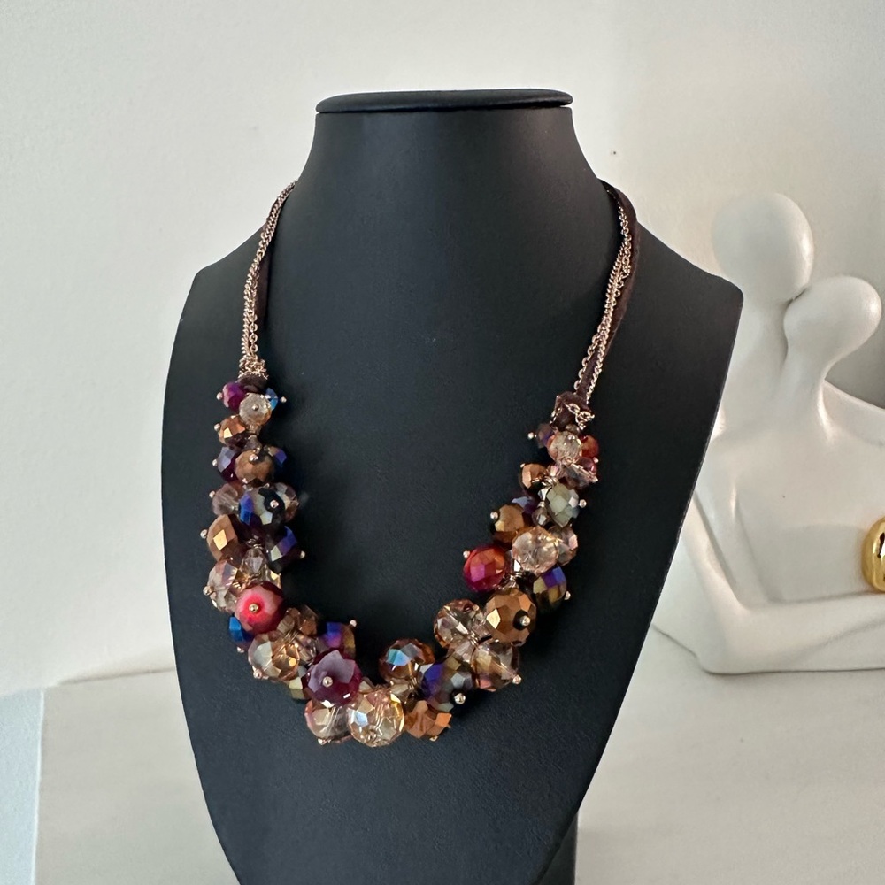 Multi-Color Faceted Bead Statement Necklace - Women